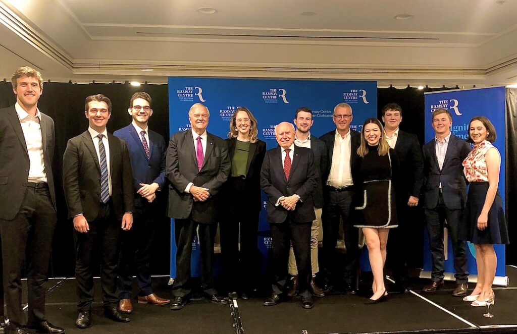 The Hon Kim Beazley AC and the Hon John Howard OM, AC pictured with past event attendees.